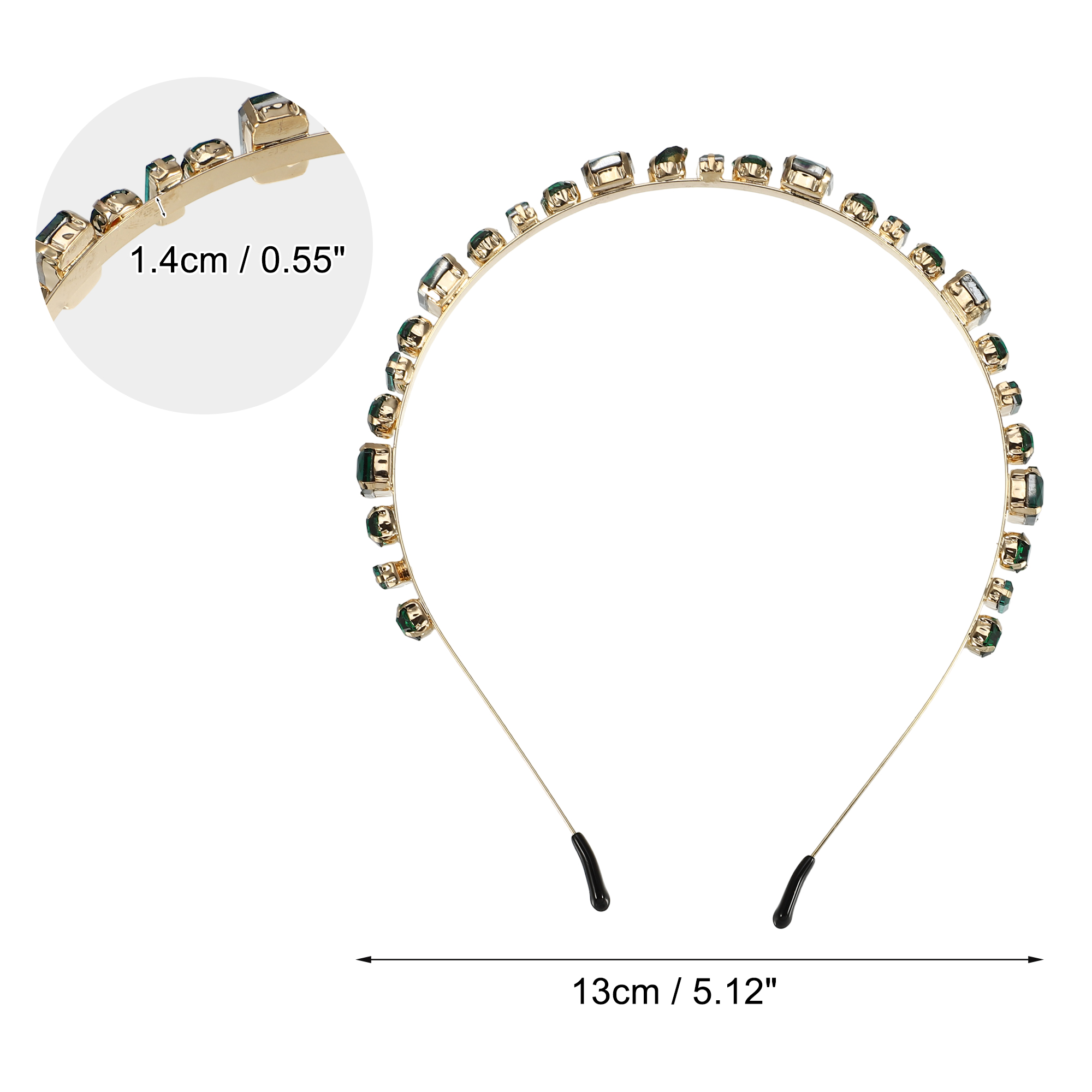 Unique Bargains Fashion Rhinestone Thin Head Bands Green