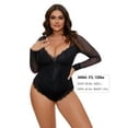 thumbnail image 6 of Sveltors Sweetheart V Neck Mesh Bodysuit for Women Plus Size Long Sleeve Body Suits Sexy Sheer Tops Cut Out Back Leotard, 6 of 8