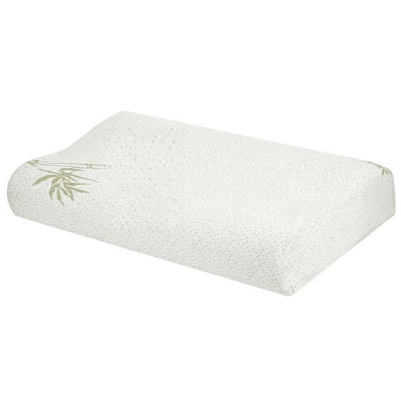 Bamboo Memory Foam Cervical Pillow Orthopedic Contoured Neck Support Pillow Breathable Washable Cover for Back & Side Sleepers