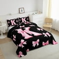 thumbnail image 3 of Castle Fairy Alphabet Bowknot 3pcs King Size Comforter Sets,Pink Bow Bedding Comforter Set,Monogrammed Letter Super Cozy Bedding Set,Luxury Girls Bedroom Decor,Reversible, 3 of 8