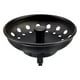 thumbnail image 1 of Cesto combinado con colador y tapón para fregadero de cocina negro, recambio para desagüe estándar, cesto de acero inoxidable con recubrimiento electrochapado y tapón de goma con pomo de plástico, 1 of 6