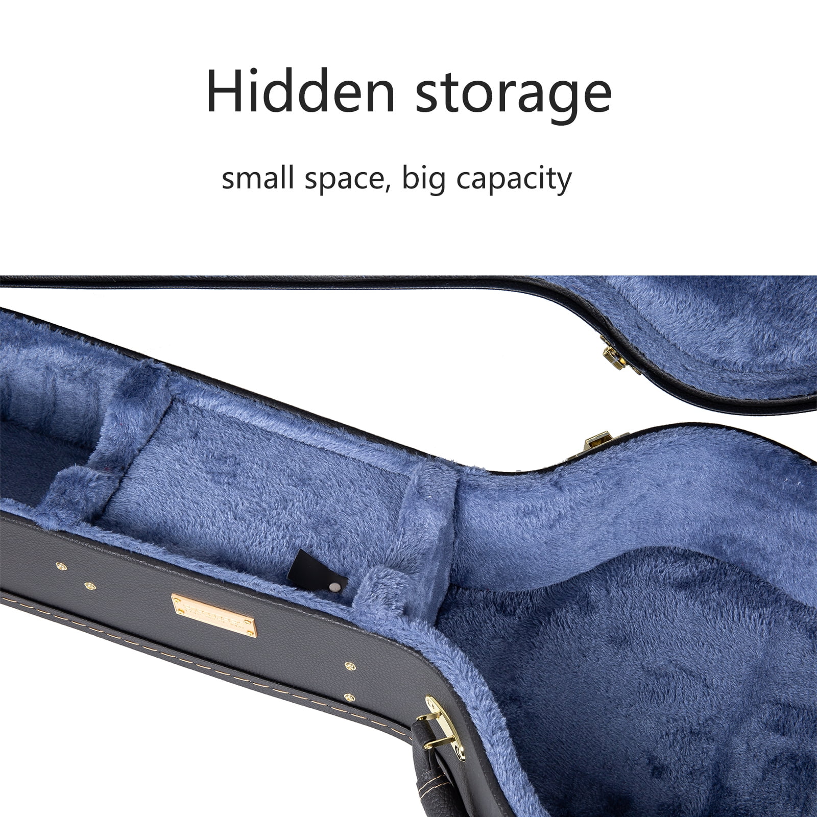Crossrock Hard-Shell Wooden Case-Fits 12-Frets 000/OM Classical Nylon String Acoustic Guitars-Stainless Steel Latches, Sponge Lining, Metal Feet, Storage Space-Black (CRW620-00012BK)