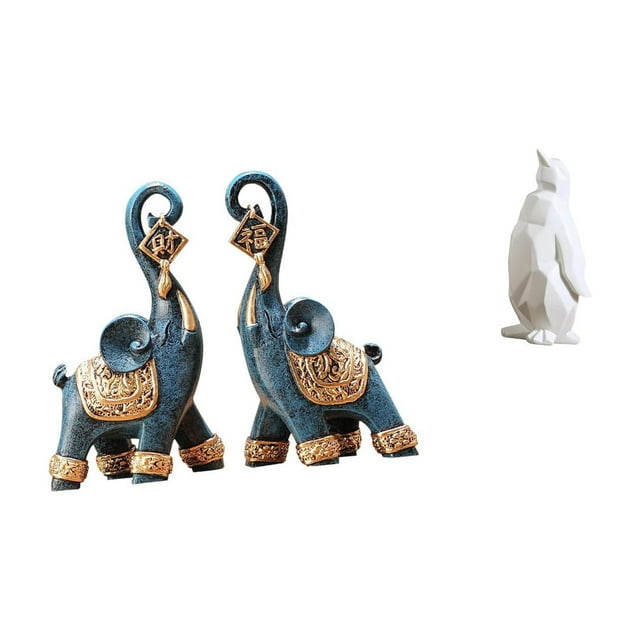Escultura De Resina Moderna De Elefante Y Pingüino, Adorno Coleccionable, Artesanía Para Escritorio, Estante, Decoración Del Hogar, Oficina, Regalos, Inauguración De La Casa, Mesa, Dormitorio