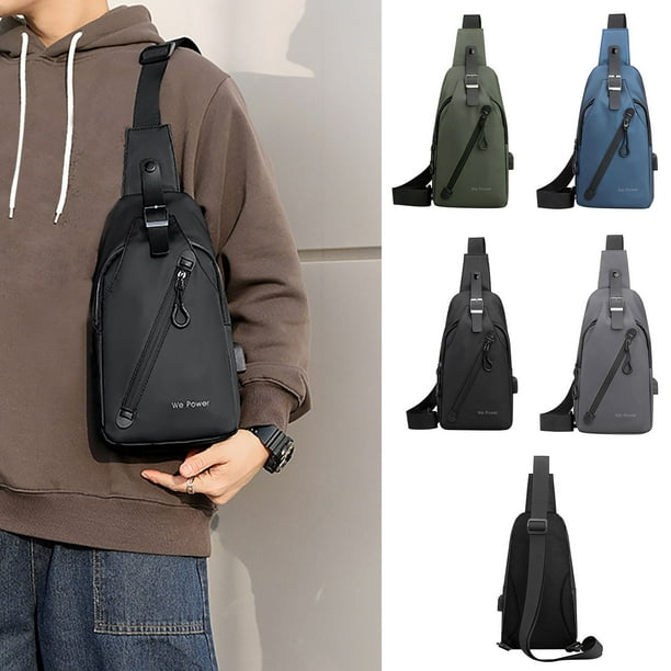 Xihbxyly Bolso Bandolera para Hombre, Moderno Diseño con Puerto Usb, Cierre Antirrobo, Correa Acolchada Ajustable, Ideal para Viajes Deportivos, Tejido de Nailon Resistente, 33 X 17 X 7 Cm.