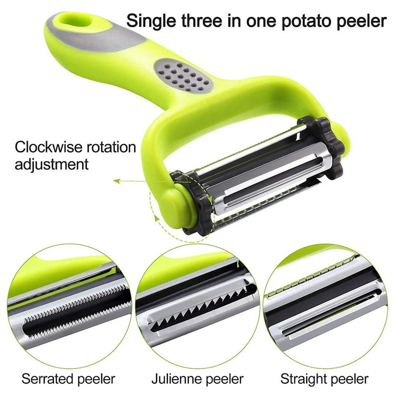 Shop for Multi-Functional Stainless Steel Rotary Peeler 3-in-1 with Plastic  Handle Vegetables Fruit Peelers Straight Serrated and Julienne Peelers  Kitchen Gadget Tool (Beige) at Wholesale Price on