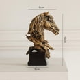 thumbnail image 4 of Resina americana Cabeza Estatua Granja Casa Sala de Decoración pequeña sala Arreglo Artesanía Muebles Escultura Adorno Oro BLESIY estatua de cabeza de caballo, 4 of 8