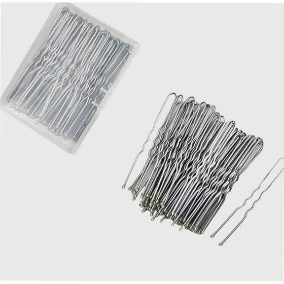 50 pcs U Shaped Hair Pins of Hair Pins hair pins for Women Girls with Storage Box (Silver)