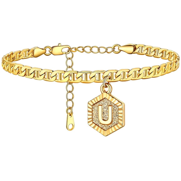 WEIS Bracelets de Cheville en or, Bijou Pieds Nus Redimensionnables, Chaîne Initiale Mariner Ou Figaro Plaquée or 18K Redimensionnable, Bracelet de Cheville pour Femmes et Filles, Longueur de 8 Pouces à 10,5 Pouces