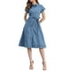 thumbnail image 2 of VESTIDO DE MEZCLILLA CASUAL CON BOTONES PARA MUJER, MANGAS CORTAS, CINTURÓN, TALLA XL, AZUL CLARO, 2 of 6