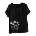 thumbnail image 4 of Plus Size Women's Short Sleeve Round Neck Comfy Casual Linen T-Shirt Blouse for Summer, 4 of 5