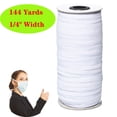 thumbnail image 1 of 144 Yards Length 1/4 Inch Width White Braided Elastic Band Yarn Sewing Crafting DIY Cord, High Elasticity Flat Elastic Rope, Bungee, Heavy Stretch Knit Spool, 1 of 7