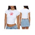 thumbnail image 2 of Michellecmm  Women's Graphic T-Shirt Slim Bow Print Round Neck Cap Sleeve Tops, 2 of 8