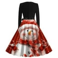 thumbnail image 3 of WXLWZYWL Christmas Dresses for Women Long Sleeve V Neck Cocktail Swing Dress Xmas Printed Party Midi Dress 1950s Vintage Dress, 3 of 3