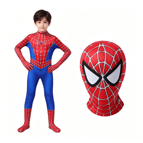 2026 New Halloween Spide Cosplay Costume, BDN Hero Costume Set, Cosplay Set Includes Jumpsuit with Mask, Unisex Birthday Party Gifts Halloween Outfit, 110(3-4 Years)