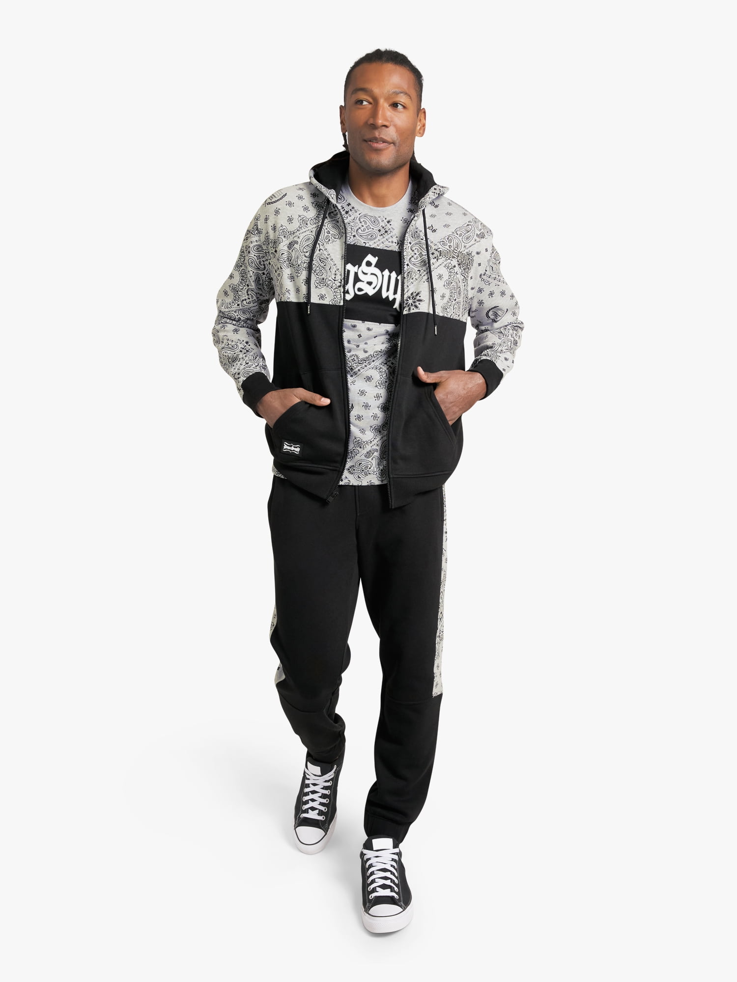 Dogg Supply by Snoop Dogg All-Gender Men's and Women's Bandana Print Zip Front Hoodie, Sizes XS-3XL