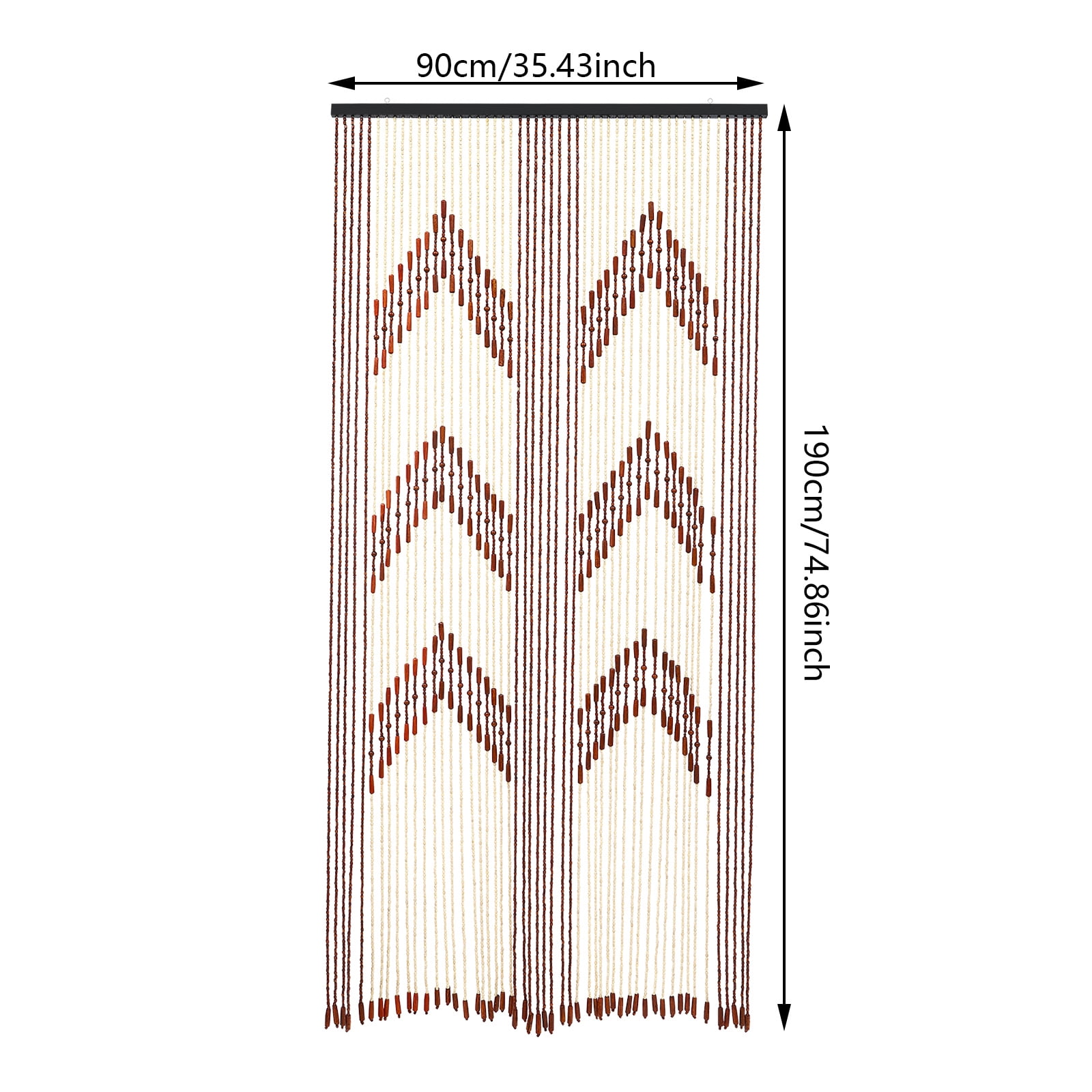 Wood-Colored Bamboo and Wood 190x90cm Antique Partition Bead Curtain 52 Hand-Made Door Curtains