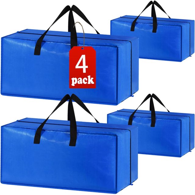 y 4 Pack Heavy Duty Extra Large Moving Bags Storage Tote - Strong Handles& Backpack Straps - Space Saving Storage Bags Alternative to Moving Boxes and Bins,Compatible with Ikea Frakt