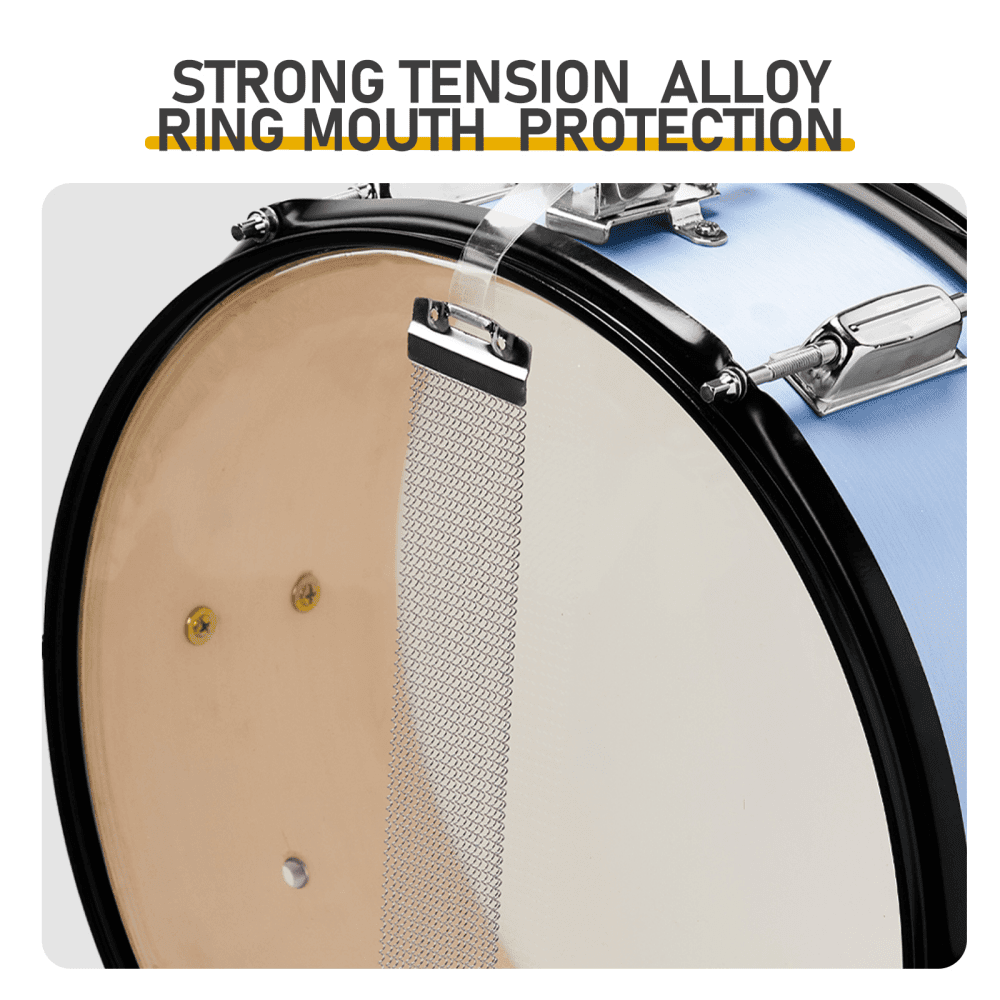 Tcbosik Drum Set for Adults, 5-Piece Beginner Drum Kit with Bass Drum, Snare Drum, Floor Tom, Ride Cymbal, Hi-hat Cymbals, Drum Pedal, Stool, Sticks and 2 Tom Drums, Blue