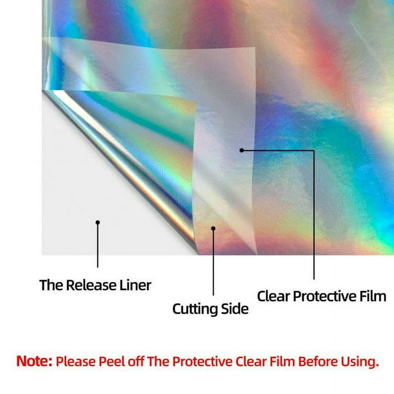 HTVRONT 12 inch x 10ft Holographic Purple Permanent Adhesive Vinyl for Decoration, Sticker, Craft Cutter, Car Decal