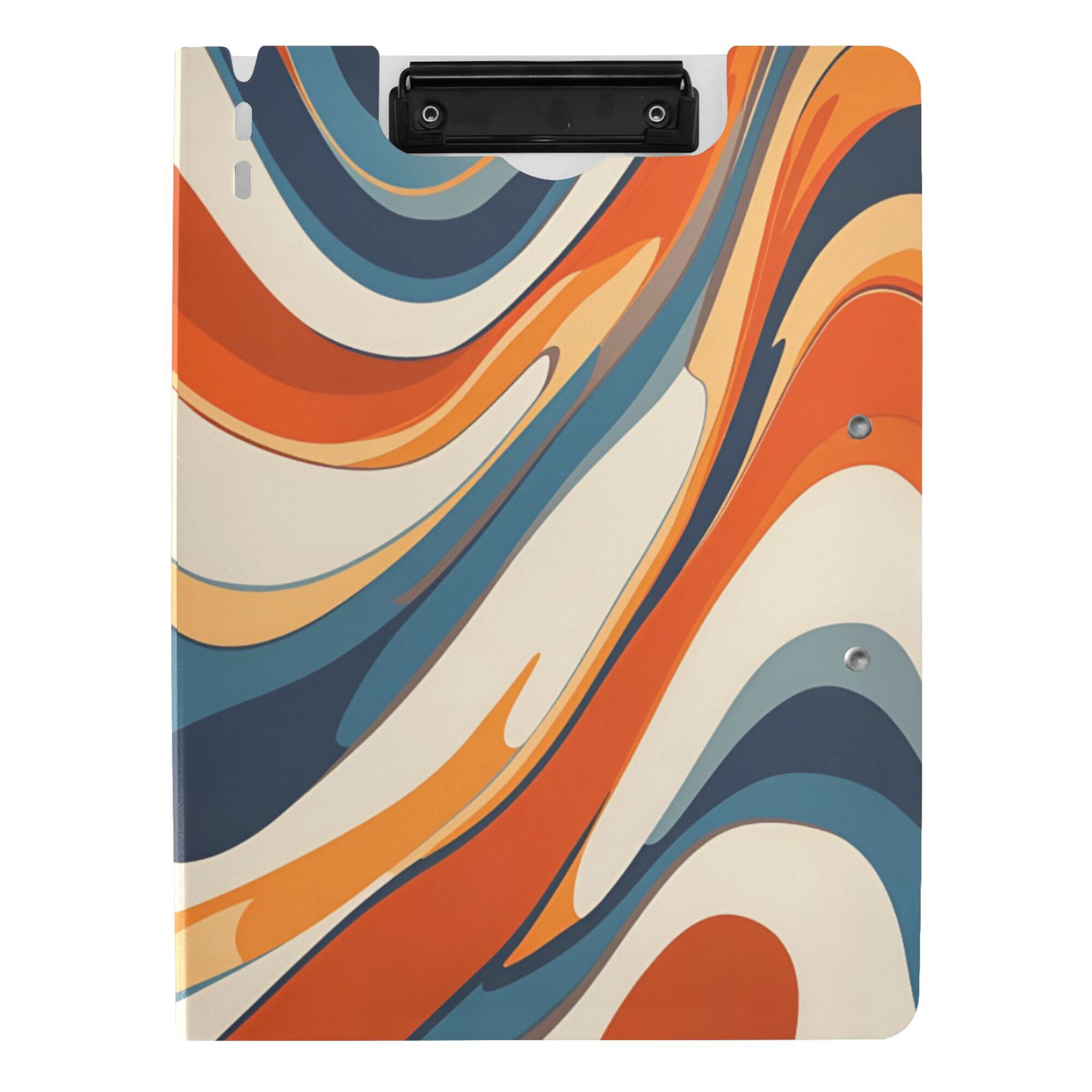 FORMRS A4 Clipboard Folder with Pen Holder Horizontal Foldable School Office Binder, Beige Abstract Wavy