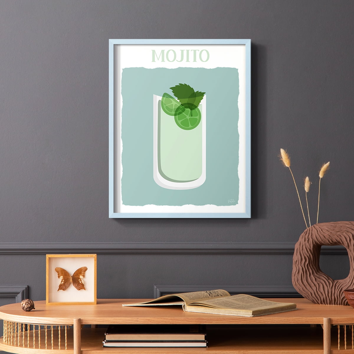 Mojito in Blue Solid Wood 8 x 10 Framed Print