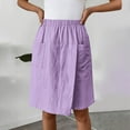 thumbnail image 7 of IWRICH Women's Casual Skorts High Waist Summer Linen Knee Length Shorts Solid Tennis Golf Beach Loose Trendy Skirt with Pockets Purple M, 7 of 7