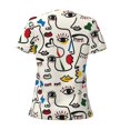 thumbnail image 5 of Wukai Aabstract Eyes Casual V-Neck Graphic Tees for Women: Lightweight and Breathable Summer Tops with Stylish Design-Medium, 5 of 8