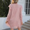 thumbnail image 3 of Vestido De Manga Larga, Cuello Alto, Volantes, Casual, Para Mujer, Vestido De Otoño Para Ir De Compras ANGGREK Rosa S, 3 of 6