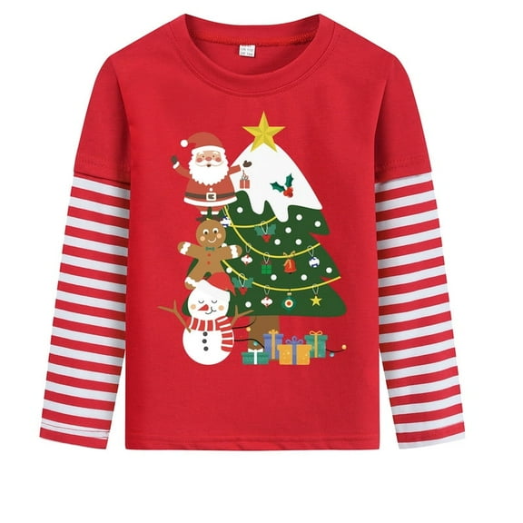 Little hand Toddler Boys Girls Christmas Shirts Long Sleeve Tees Little Kids Ugly Xmas Funny Reindeer Santa Tops 4-10 Years