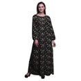 thumbnail image 1 of Bimba Moss Georgette Leaves,Madhabilata & Peony Floral Print Womenâ€™s Long Elastic Waist Casual Summer MaxiÂ&nbsp;Dress-Small, 1 of 5