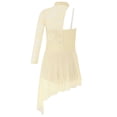 thumbnail image 3 of TiaoBug Big Girls Lyrical Dance Costume Single Long Sleeve Lace Patchwork Modern Ballet Dance Dress Beige 14, 3 of 6