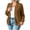 Brown, variant on Women's Casual Zip Up Bomber Jacket Lightweight Long Sleeve Sweatshirt Coat Crew Neck Loose Fit Outerwear with Pockets Fashion Fall Spring Jacket