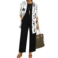 thumbnail image 2 of KDDYLITQ Womens Summer Outfits 3 Piece Open Front Long Sleeve Floral Jacket Matching Straight Leg Pant Vocation Casual Lounge Sets with Pockets White M, 2 of 6