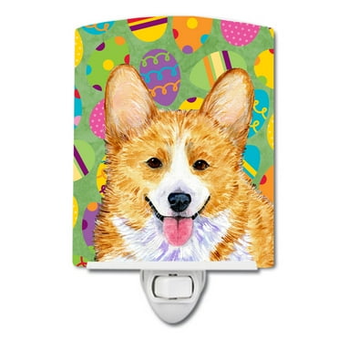 Caroline's Treasures SS4831CNL Corgi Easter Eggtravaganza Ceramic Night Light, 6x4x3", multicolor