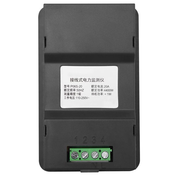 Panel de Medidor Eléctrico Doméstico 6 en 1 AC110-250V 20A Pantalla Digital Multifunción Potencia Watt Corriente Ampere Voltaje Voltímetro Probador Panel Uso de Energía Monitor de Frecuencia KWH EOTVIA No