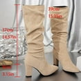 thumbnail image 6 of Tawop Boots for Women Knee High Chunky High Heel Round Toe Winter Boots, 6 of 9