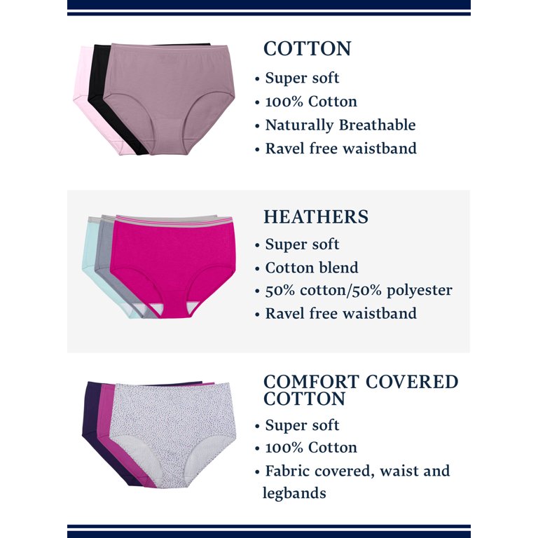 Fruit of the Loom Women's Bikini Underwear, Bonus 18 Pack Bundle, Sizes 5-9