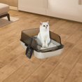 thumbnail image 1 of Caja de arena abierta para gatos de interior, contenedor de arena antisalpicaduras para gatos, orinal portátil de lados altos, caja de arena para, 1 of 10