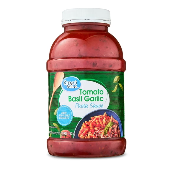 Great Value Tomato Basil Garlic Pasta Sauce, 45 oz Jar