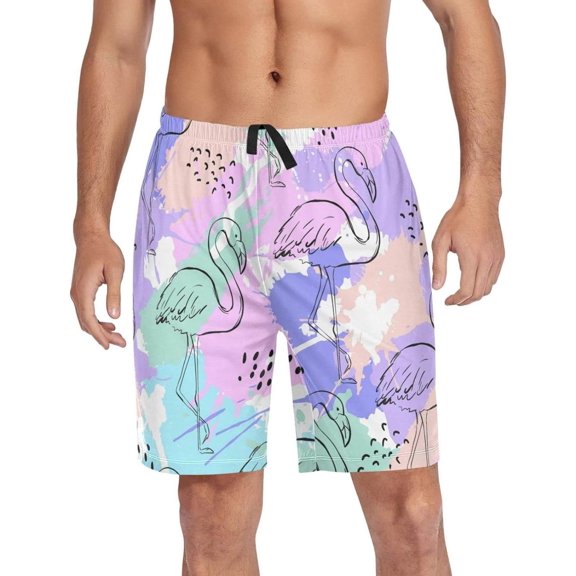 GZHJMY Flamingo Pajama Pants Short for Men, Lounge Pants Lightweight Men Pajama Bottoms with Drawstring Pockets, Christmas New Year Birthday Gifts, XX-Large