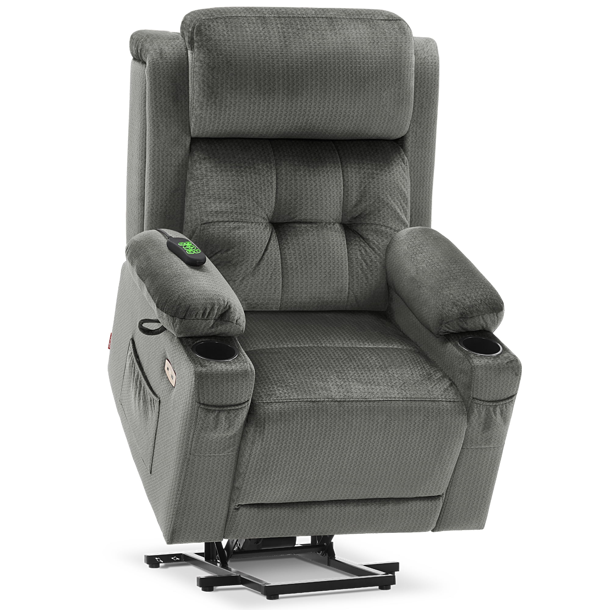 MCombo Triple Motor Power Lift Recliner for Big and Tall, Adjustable Headrest, Fabric(Grey)