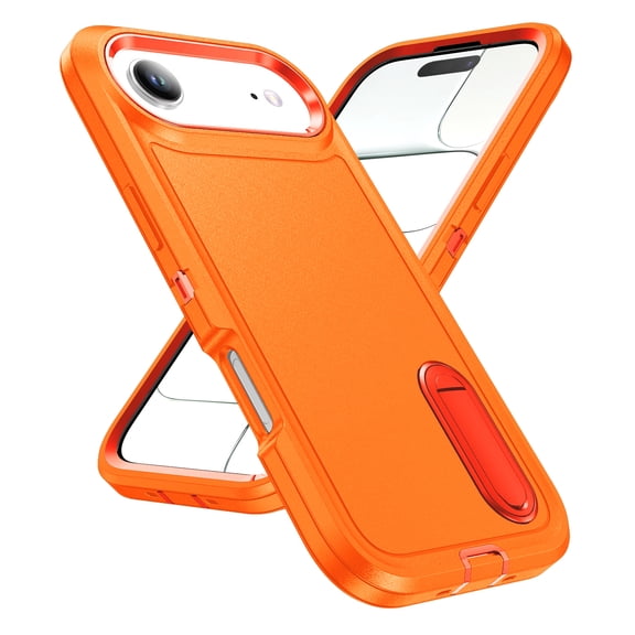 Dteck Case for iPhone Air,Shockproof Silicone   PC Case with Hidden Kickstand Cover for iPhone Air ,Orange