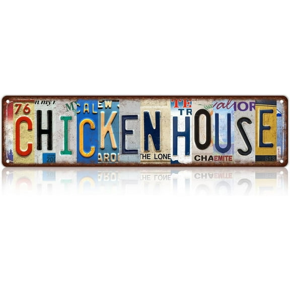 Vintage Chicken House Wall Decor Street Signs Metal Tin Signs 16 x 4 Inches