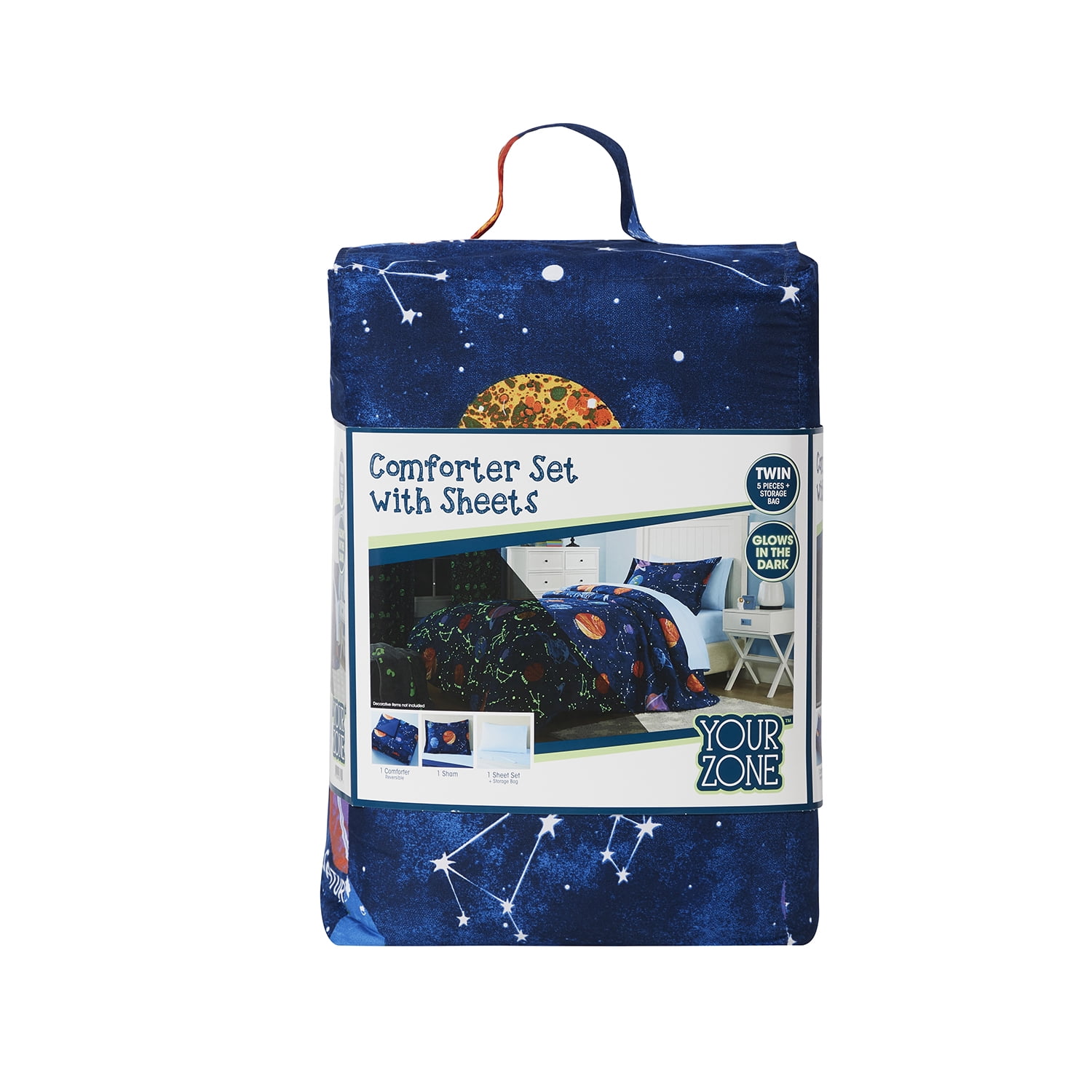 Your Zone Glow-in-the-Dark Space Bed-in-a-Bag Coordinating Bedding Set, Twin