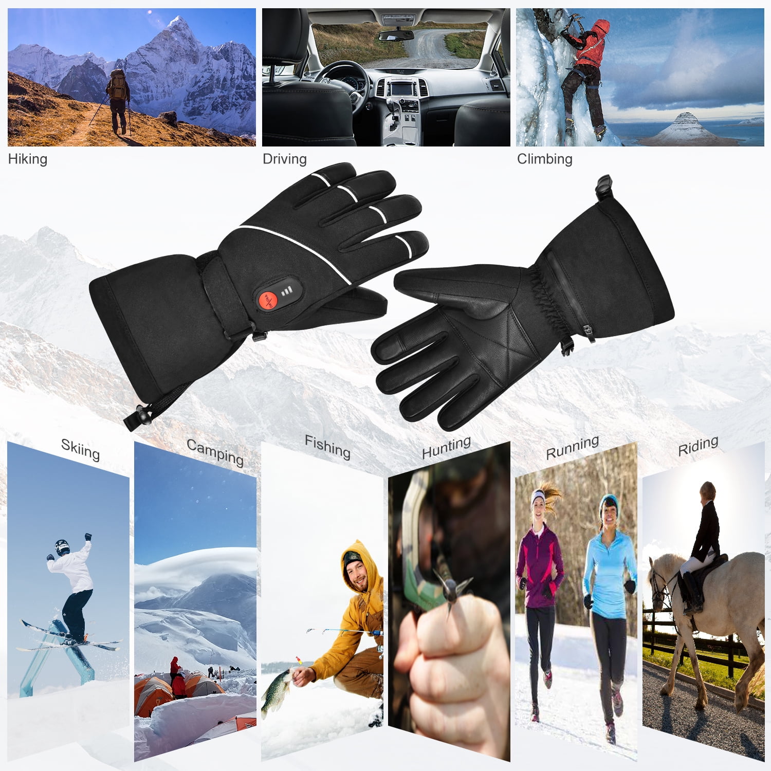 SAVIOR HEAT Heated Gloves for Men Women, Rechargeable Electric Heated Leather Skiing and Snowboarding Gloves