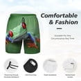 thumbnail image 3 of Naloa Red-Eyed Tree Frog-1 Print Men Swim Trunks with Compression Liner ,Board Shorts,Men's Swim Shorts with Drawstring and Elastic Waistband-Small, 3 of 6