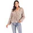 thumbnail image 4 of Abrigo de invierno para mujer, abrigo de manga larga y esponjoso, chaqueta corta, abrigo cálido Eccomum Caqui XXXL, 4 of 7