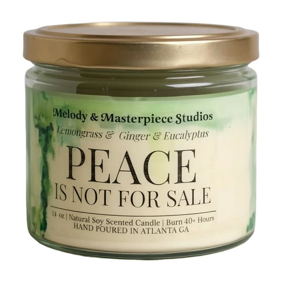 Natural Soy Wax Candle Jar with Lid (14.5oz) – Long-Lasting 35 Hours Burn Time – Ideal for Backyard, Patio, Decks & Indoor - (Peace is Not for Sale)