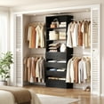 thumbnail image 3 of Homieasy 4-9 Ft Adjustable Wooden Closet Organizer System with 4 Drawers, 4 Hanging Rods & Shelving Towers - Heavy Duty Walk-in Wardrobe Rack, Space-Saving Design, Easy Assembly,Black, 3 of 9