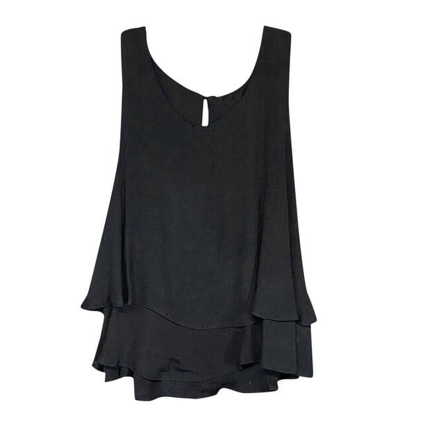 Playeras,Blusas y Tops,Ropa para Mujer Camisetas de tirantes Camiseta de tirantes sin mangas con espalda para mujer (Black, L)
